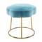 Contemporary Home Living Floral Accent Vanity Stool - 17.75" - Blue and Gold